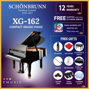 Schönbrunn XG162 New Acoustic German Grand Piano (XG-162 / XG 162 / Schonbrunn) - White