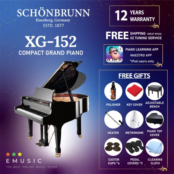 Schönbrunn XG152 New Acoustic German Grand Piano (XG-152 / XG 152 / Schonbrunn)