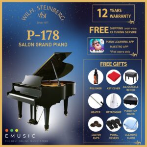 Wilh. Steinberg P178 New Acoustic German Grand Piano (P-178 / P 178 / Wilh.Steinberg / WilhSteinberg)