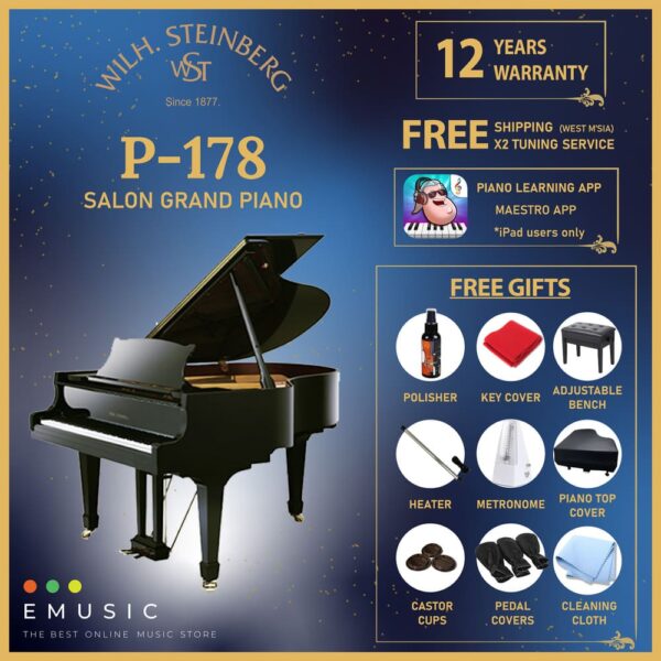 Wilh. Steinberg P178 New Acoustic German Grand Piano (P-178 / P 178 / Wilh.Steinberg / WilhSteinberg)