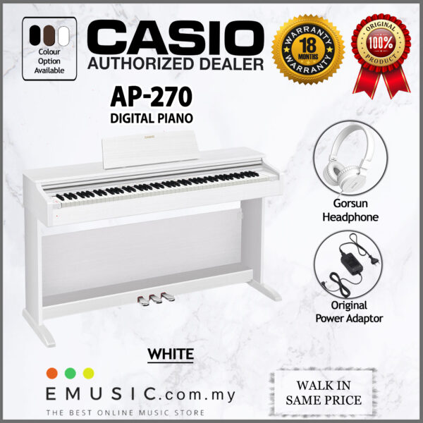 Casio AP-270 Digital Piano Home White Package (AP270 / AP 270)