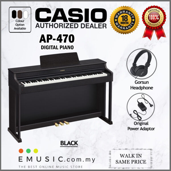 Casio AP-470 Digital Piano Home Black Package (AP470 / AP 470)