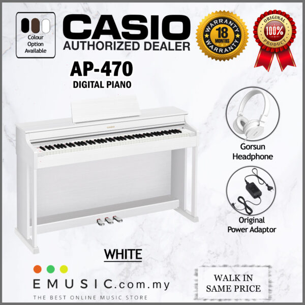 Casio AP-470 Digital Piano Home White Package (AP470 / AP 470)