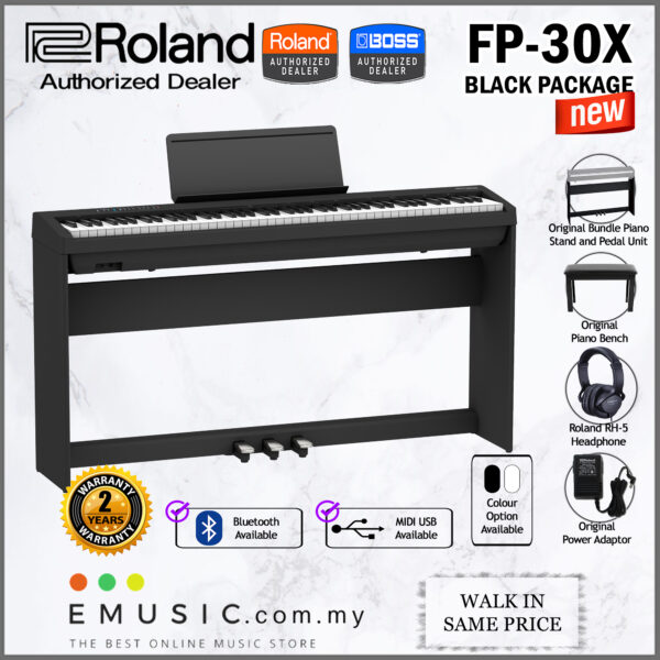 *FREE SHIPPING* LATEST Roland FP-30X 88-key Digital Piano Home Package with Headphone and Piano Bench (FP30X / FP 30X)