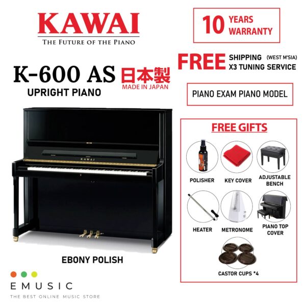 Kawai K600 AS (Made in Japan) Professional Brand New Acoustic Upright Piano (K-600 AS / K 600 AS)