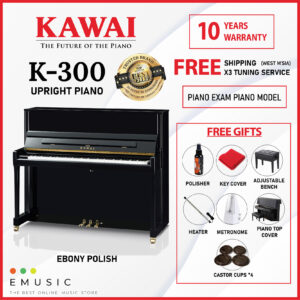 Kawai K300 Professional Brand New Acoustic Upright Piano - Ebony Polish (K-300 / K 300)