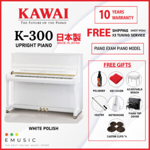 Kawai K300 (Made in Japan) Professional Brand New Acoustic Upright Piano - White Polish (K-300 / K 300)