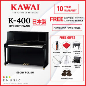 Kawai K400 (Made in Japan) Professional Brand New Acoustic Upright Piano - Ebony Polish (K-400 / K 400)