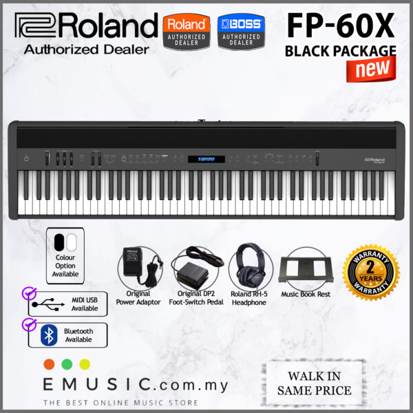 *FREE SHIPPING* LATEST Roland FP-60X 88-key Digital Piano with Bluetooth Musician Package (FP60X / FP 60X)