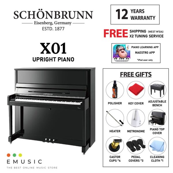 Schönbrunn XO1 New Upright German Acoustic Piano (XO-1 / XO 1 / Schonbrunn)