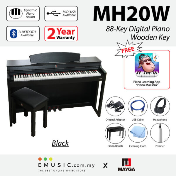 MAYGA MH-20W New 88-Key Digital Piano with Wooden Key Bluetooth Function and Powerful Recording and Playback System MH-20W