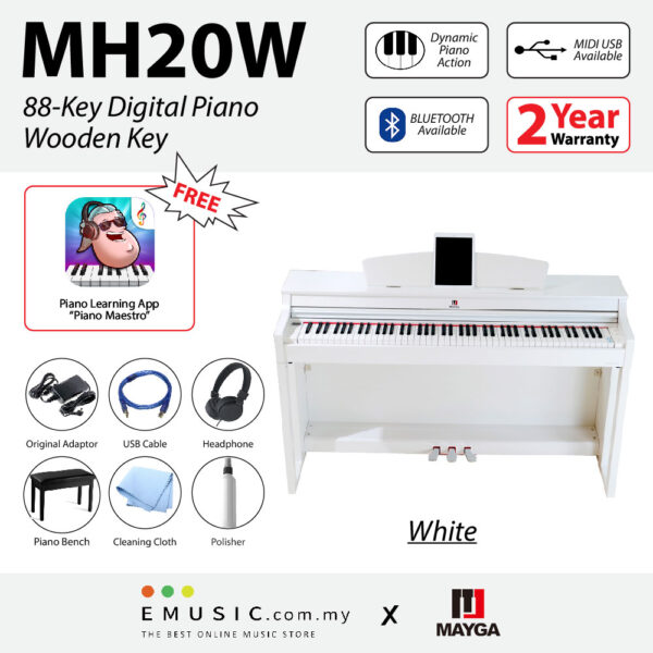 MAYGA MH-20W New 88-Key Digital Piano with Wooden Key Bluetooth Function and Powerful Recording and Playback System MH-20W - Image 2