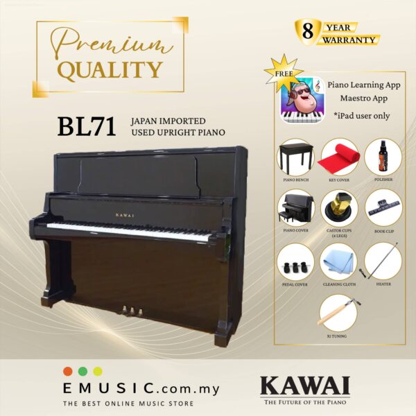 PREMIUM QUALITY Kawai BL71 - Used Acoustic Upright Piano Japan Imported Local Refurbish Recon Piano BL-71