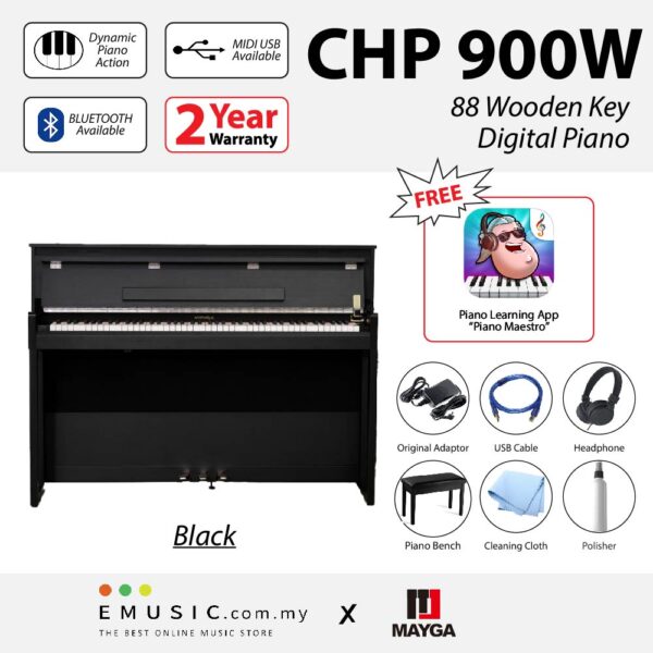 MAYGA CHP-900W New 88-Key Digital Piano with Bluetooth Function and Powerful Recording and Playback System