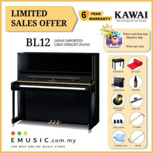 LIMITED OFFER KAWAI BL12 - Used Acoustic Upright Piano Japan Imported Local Refurbish Recon Piano (BL-12)