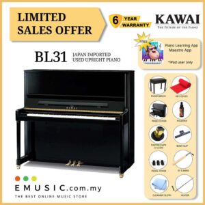 LIMITED OFFER KAWAI BL31 - Used Acoustic Upright Piano Japan Imported Local Refurbish Recon Piano (BL-31)