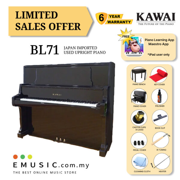 LIMITED OFFER KAWAI BL71 - Used Acoustic Upright Piano Japan Imported Local Refurbish Recon Piano (BL-71)