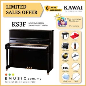 LIMITED OFFER KAWAI KS3F - Used Acoustic Upright Piano Japan Imported Local Refurbish Recon Piano (KS3F)