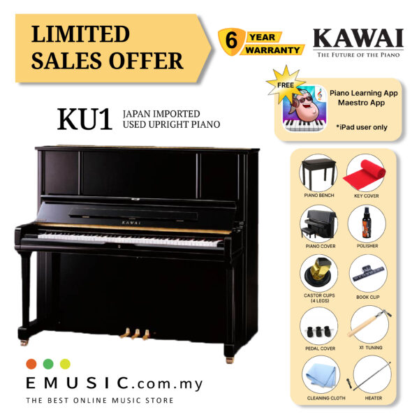 LIMITED OFFER KAWAI KU1 - Used Acoustic Upright Piano Japan Imported Local Refurbish Recon Piano (KU1)