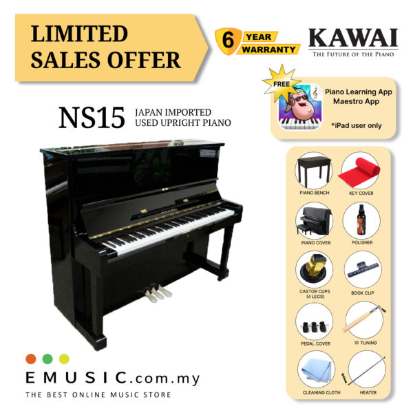 LIMITED OFFER KAWAI NS15 - Used Acoustic Upright Piano Japan Imported Local Refurbish Recon Piano (NS15)