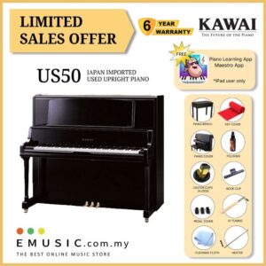 LIMITED OFFER KAWAI US50 - Used Acoustic Upright Piano Japan Imported Local Refurbish Recon Piano (US50)