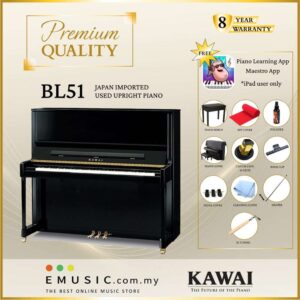PREMIUM QUALITY Kawai BL51 - Used Acoustic Upright Piano Japan Imported Local Refurbish Recon Piano BL-51