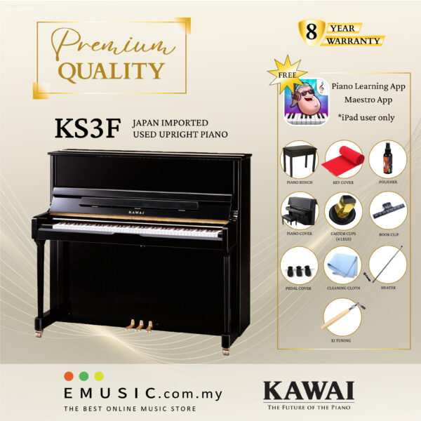 PREMIUM QUALITY Kawai KS3F - Used Acoustic Upright Piano Japan Imported Local Refurbish Recon Piano KS3F