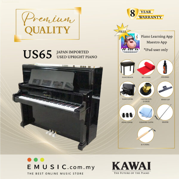 PREMIUM QUALITY Kawai US65 - Used Acoustic Upright Piano Japan Imported Local Refurbish Recon Piano US65