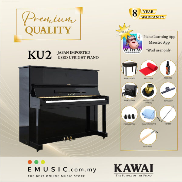 PREMIUM QUALITY Kawai KU2 - Used Acoustic Upright Piano Japan Imported Local Refurbish Recon Piano KU2