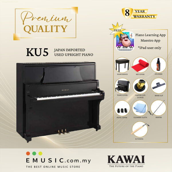 PREMIUM QUALITY Kawai KU5 - Used Acoustic Upright Piano Japan Imported Local Refurbish Recon Piano KU5