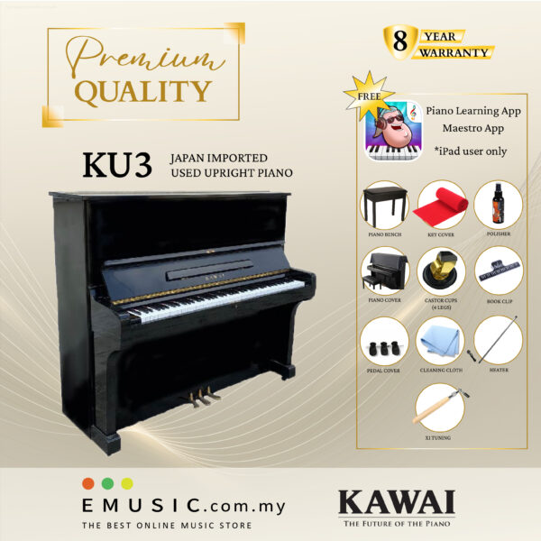 PREMIUM QUALITY Kawai KU3 - Used Acoustic Upright Piano Japan Imported Local Refurbish Recon Piano KU3