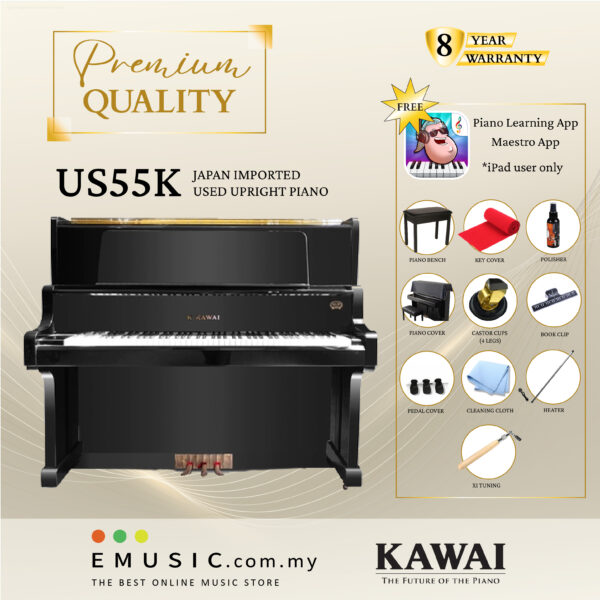 PREMIUM QUALITY Kawai US55K - Used Acoustic Upright Piano Japan Imported Local Refurbish Recon Piano US55K