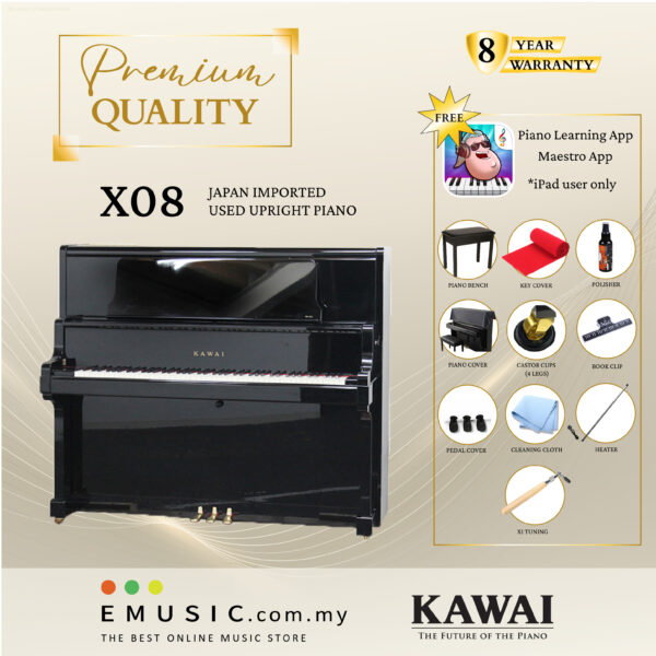 PREMIUM QUALITY Kawai XO8 - Used Acoustic Upright Piano Japan Imported Local Refurbish Recon Piano XO8