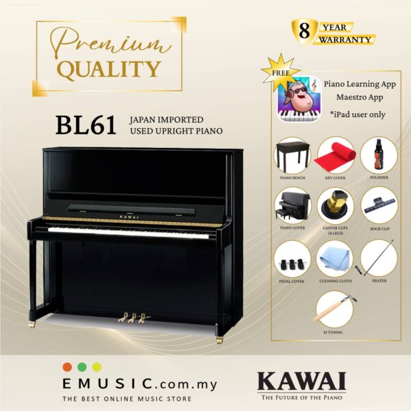 PREMIUM QUALITY Kawai BL61 - Used Acoustic Upright Piano Japan Imported Local Refurbish Recon Piano BL-61