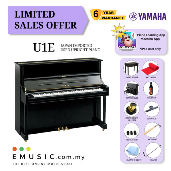 LIMITED OFFER YAMAHA U1E - Used Acoustic Upright Piano Japan Imported Local Refurbish Recon Piano (U1E)