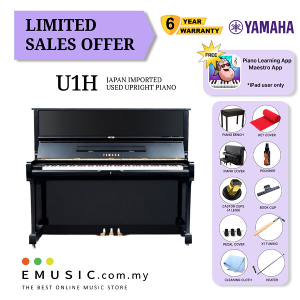 LIMITED OFFER YAMAHA U1H - Used Acoustic Upright Piano Japan Imported Local Refurbish Recon Piano (U1H)