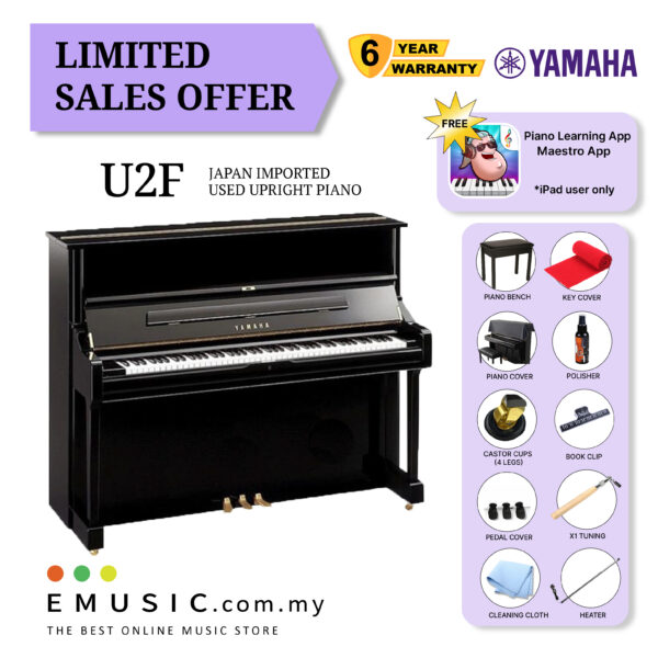 LIMITED OFFER YAMAHA U2F - Used Acoustic Upright Piano Japan Imported Local Refurbish Recon Piano (U2F)