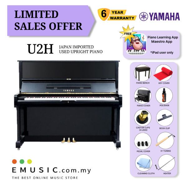 LIMITED OFFER YAMAHA U2H - Used Acoustic Upright Piano Japan Imported Local Refurbish Recon Piano (U2H)