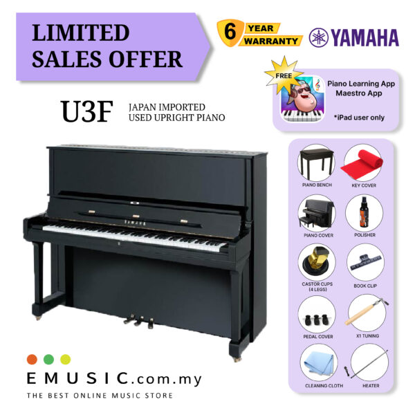 LIMITED OFFER YAMAHA U3F - Used Acoustic Upright Piano Japan Imported Local Refurbish Recon Piano (U3F)