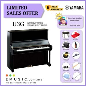LIMITED OFFER YAMAHA U3G - Used Acoustic Upright Piano Japan Imported Local Refurbish Recon Piano (U3G)