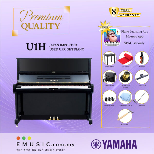 PREMIUM QUALITY YAMAHA U1H - Used Acoustic Upright Piano Japan Imported Local Refurbish Recon Piano U1H