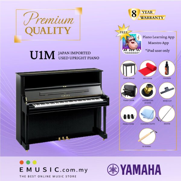 PREMIUM QUALITY YAMAHA U1M - Used Acoustic Upright Piano Japan Imported Local Refurbish Recon Piano U1M