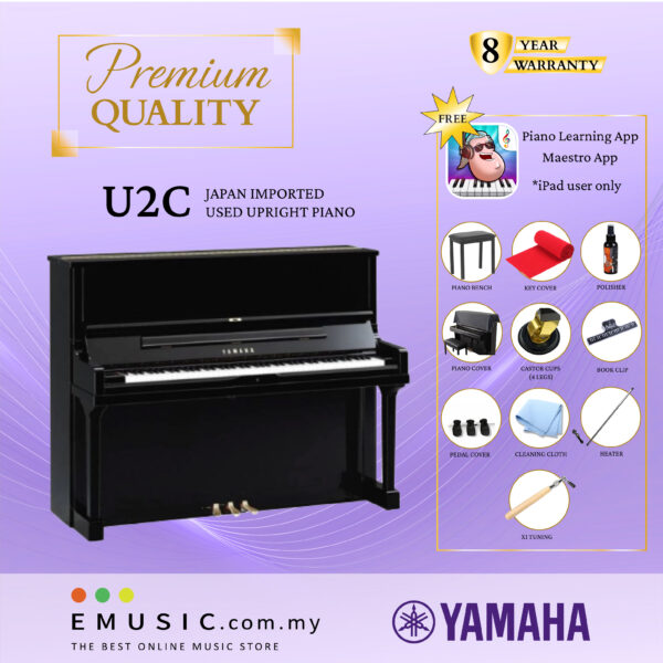 PREMIUM QUALITY YAMAHA U2C - Used Acoustic Upright Piano Japan Imported Local Refurbish Recon Piano U2C