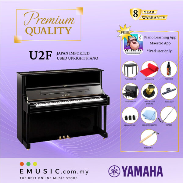 PREMIUM QUALITY YAMAHA U2F - Used Acoustic Upright Piano Japan Imported Local Refurbish Recon Piano U2F