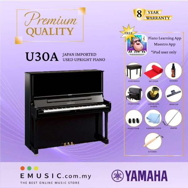 PREMIUM QUALITY YAMAHA U30A - Used Acoustic Upright Piano Japan Imported Local Refurbish Recon Piano U30A