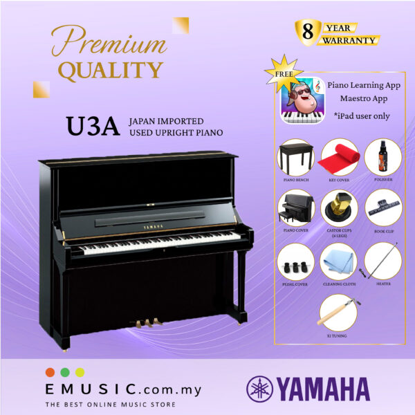 PREMIUM QUALITY YAMAHA U3A - Used Acoustic Upright Piano Japan Imported Local Refurbish Recon Piano U3A