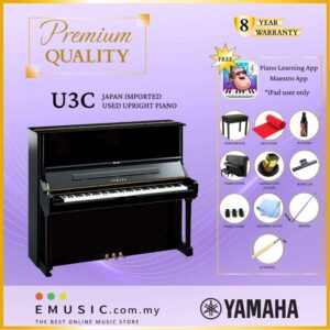 PREMIUM QUALITY YAMAHA U3C - Used Acoustic Upright Piano Japan Imported Local Refurbish Recon Piano U3C