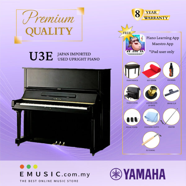 PREMIUM QUALITY YAMAHA U3E - Used Acoustic Upright Piano Japan Imported Local Refurbish Recon Piano U3E