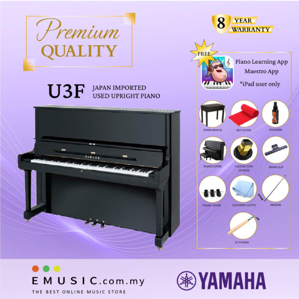 PREMIUM QUALITY YAMAHA U3F - Used Acoustic Upright Piano Japan Imported Local Refurbish Recon Piano U3F