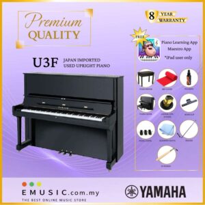 PREMIUM QUALITY YAMAHA U3F - Used Acoustic Upright Piano Japan Imported Local Refurbish Recon Piano U3F